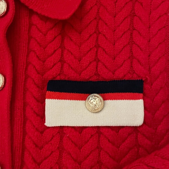 SANDRO Red Cropped Cardigan Size 0 (XS) - Picture 9 of 11